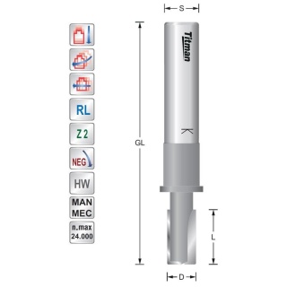 Single flute cutter 10mm Z2 Negative for solid surface | Titman Tools