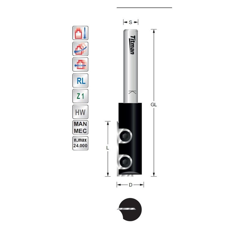 Replacement tip Straight bit Z1 D12 S8mm | Titman Tools