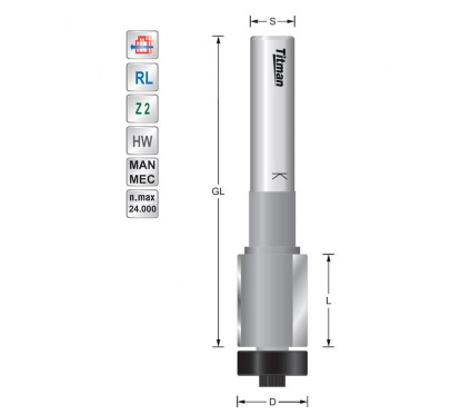 Bearing guide trimmer D6.35 S12mm for solid surface | Titman Tools Bearing guide trimmer D6.35 S12mm for solid surface | Titman Tools