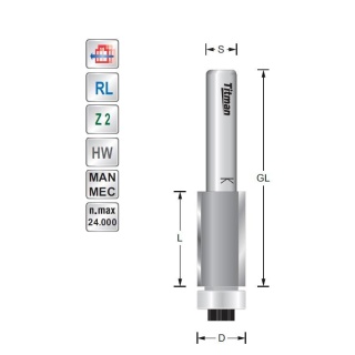 Trimmers with bearing  D9.5 L25,4 S12mm | Titman Tools