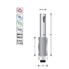 Trimmers with bearing  D12,7 S8mm