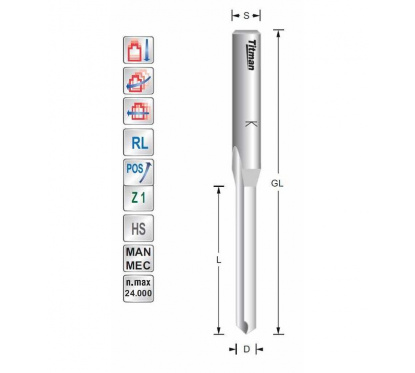 Watersleuffrees D6 L45 S8mm voor kunststof en aluminium | Titman Tools Watersleuffrees D6 L45 S8mm voor kunststof en aluminium | Titman Tools