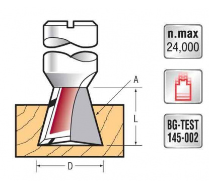 Dovetail bit 10° Z2 D12 L10 GL46 S8mm